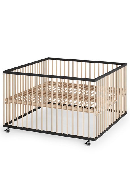 Sämann Babybett Laufgitter XXL 120x120 cm Lattenrost & Schlupfsprossen schw günstig online kaufen