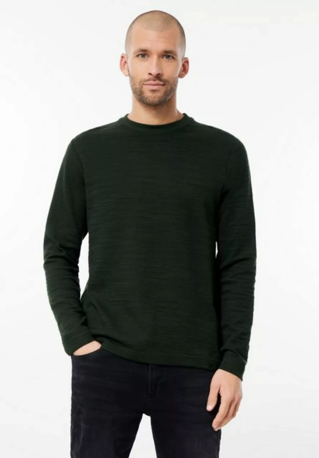 STREET ONE MEN Langarmshirt, in Unifarbe günstig online kaufen