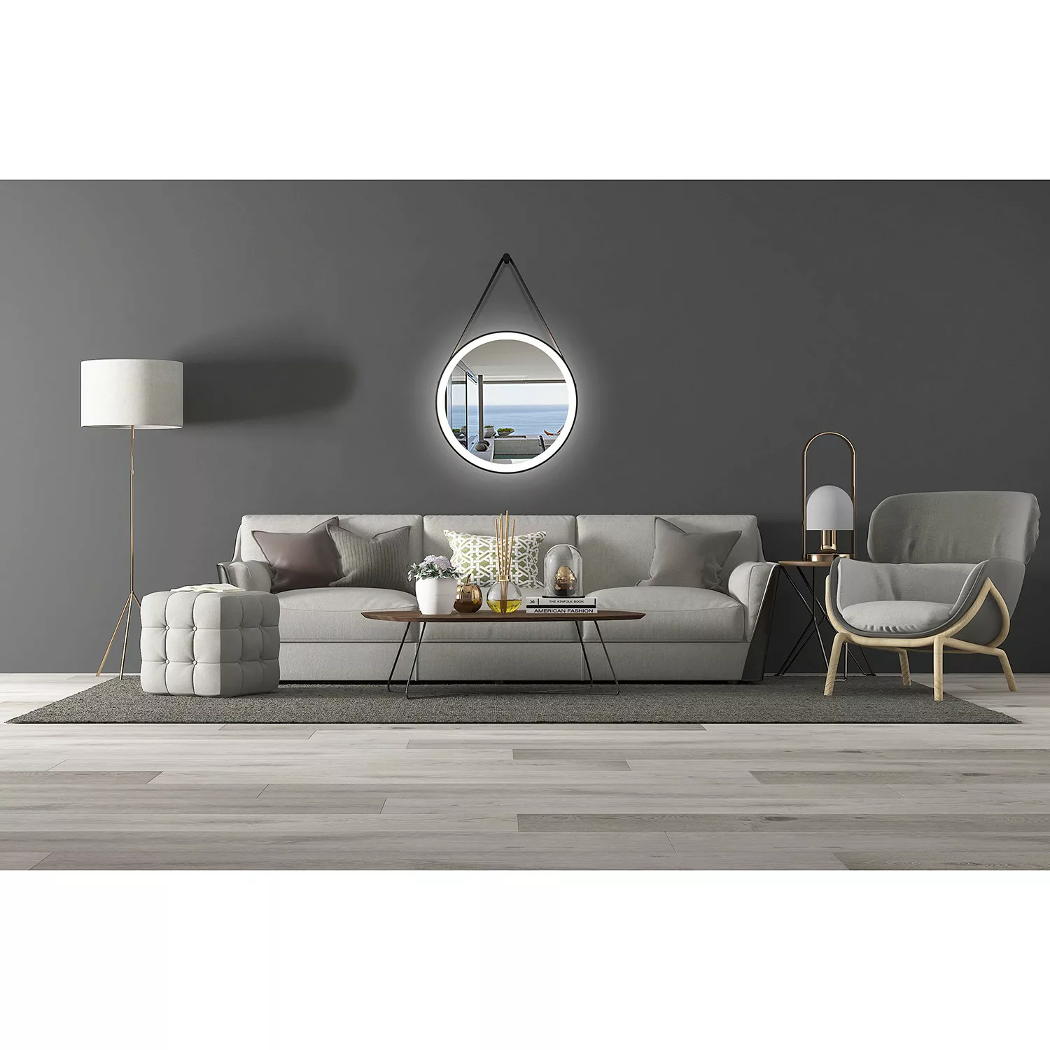 DSK Design LED-Lichtspiegel rund Black Verano Ø 55 cm günstig online kaufen