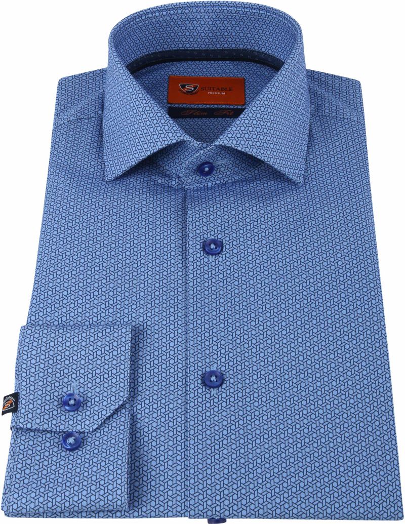 Suitable Hemd Geometric Blau - Größe 40 günstig online kaufen