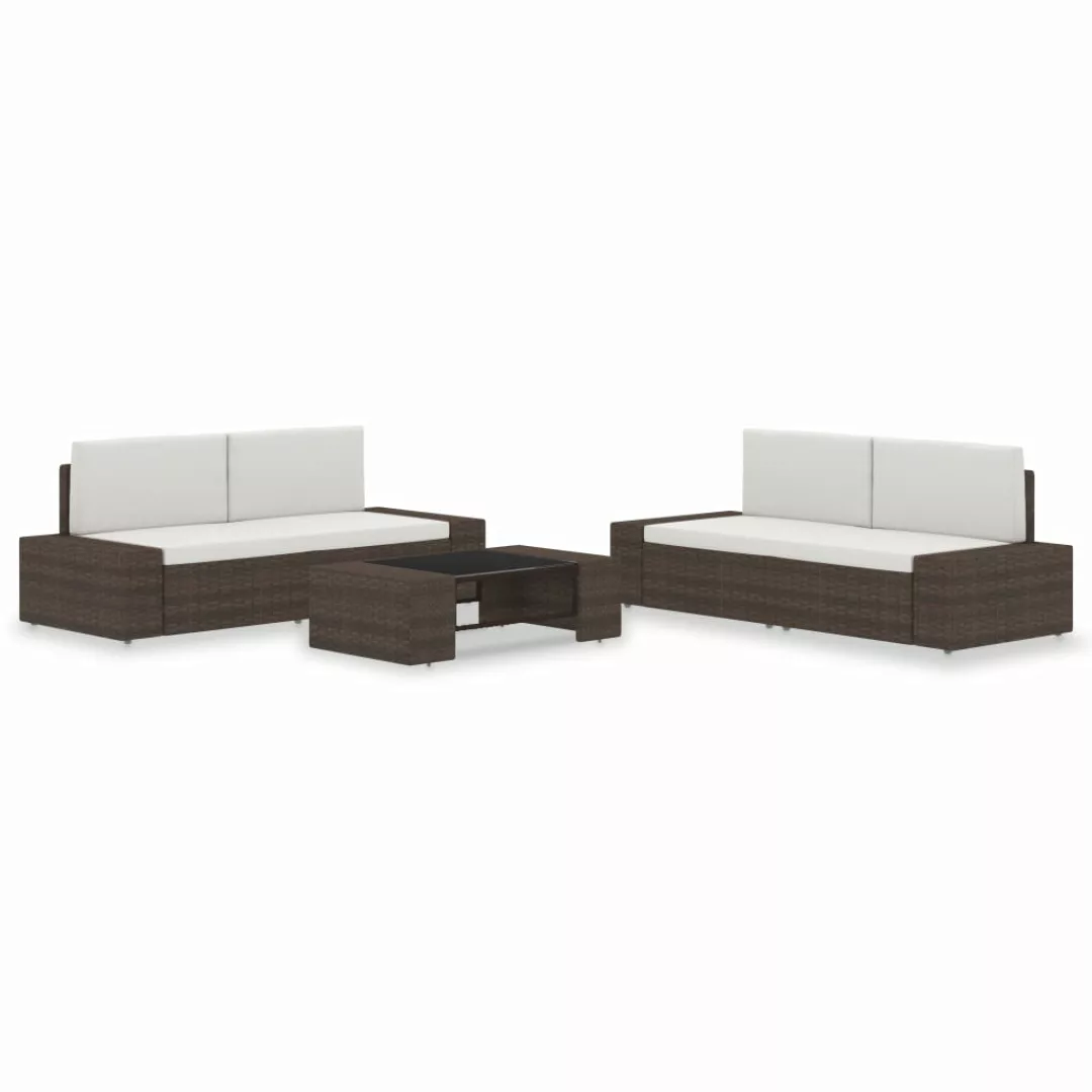 5-tlg. Garten-lounge-set Poly Rattan Braun günstig online kaufen