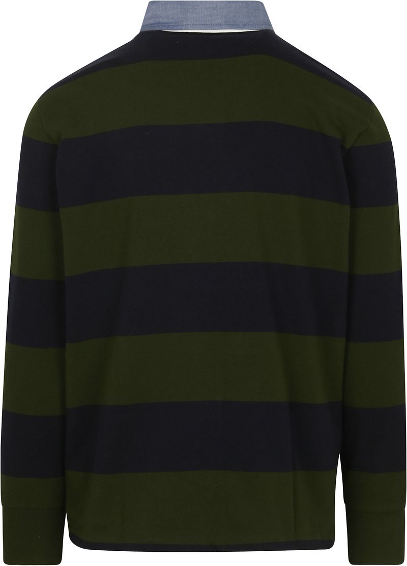 Gant Heavy Rugger Shield Langarm Poloshirt Streifen Navy Grun - Größe 3XL günstig online kaufen