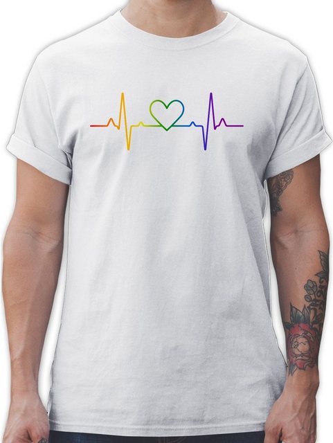 Shirtracer T-Shirt Herzschlag Regenbogen Pride LGBT Kleidung günstig online kaufen