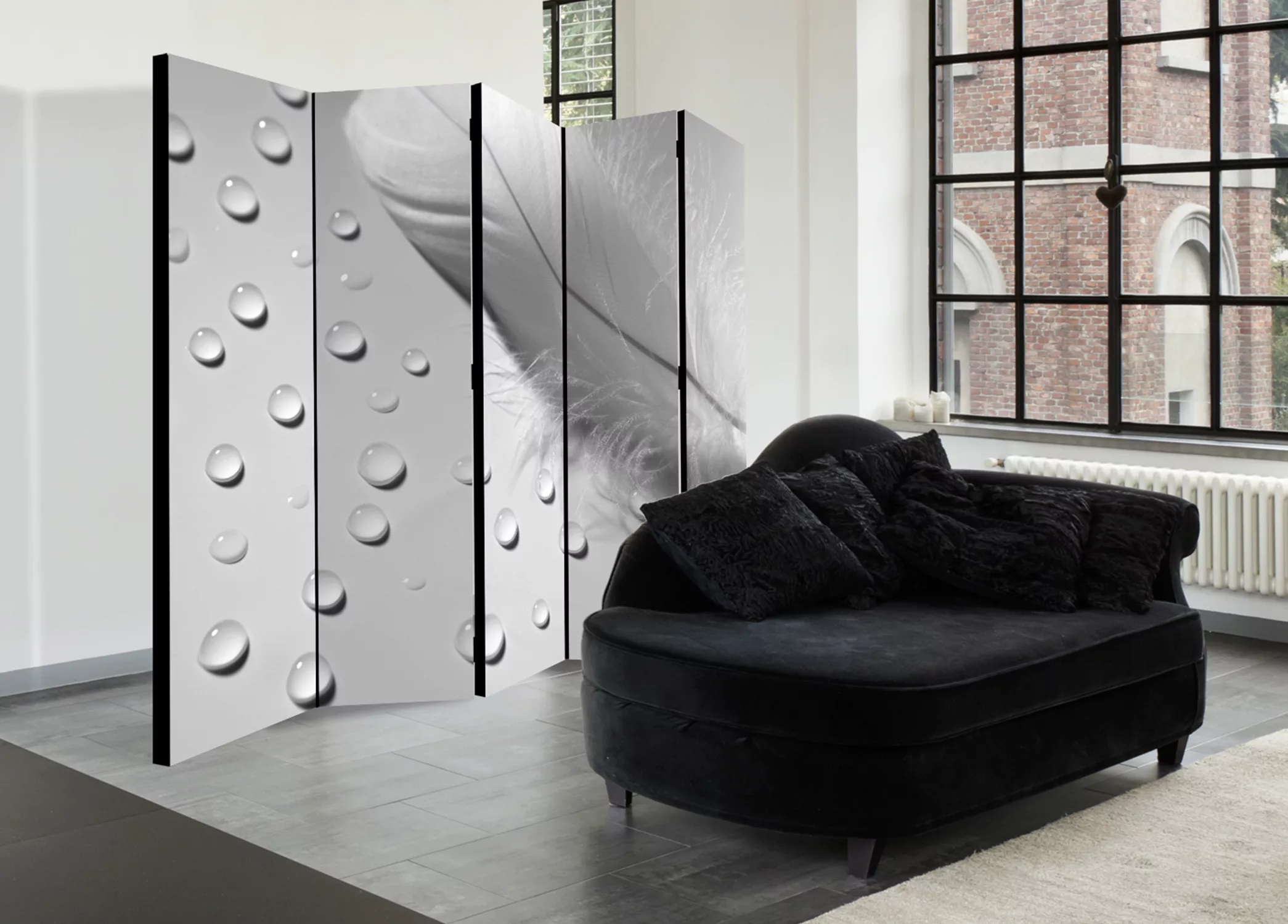 5-teiliges Paravent - White Feather Ii [room Dividers] günstig online kaufen