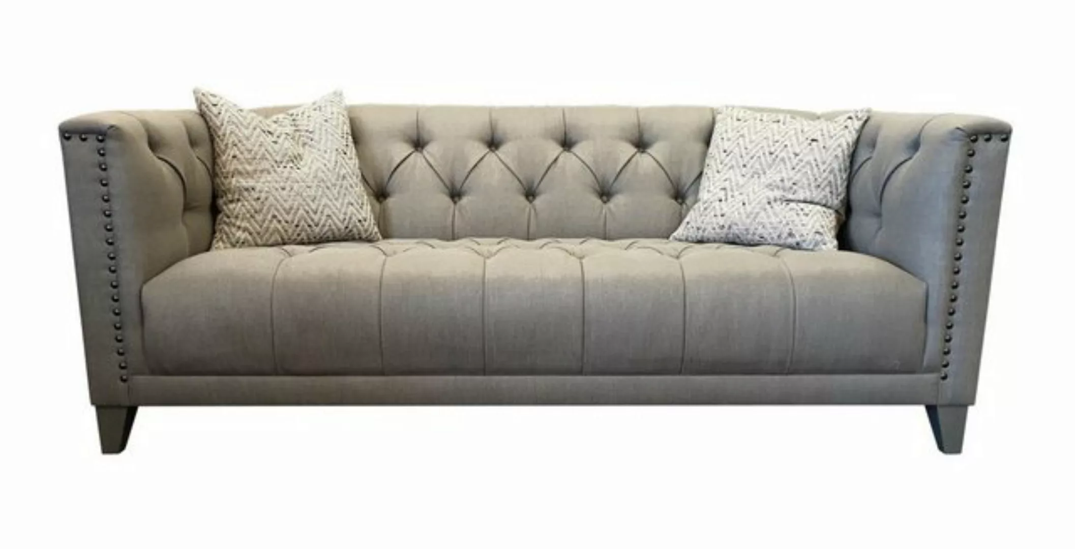 Natur24 Sofa Sofa Wilson Grand 222x98x75cm Saville Linen Silver Fuß Dark Ma günstig online kaufen