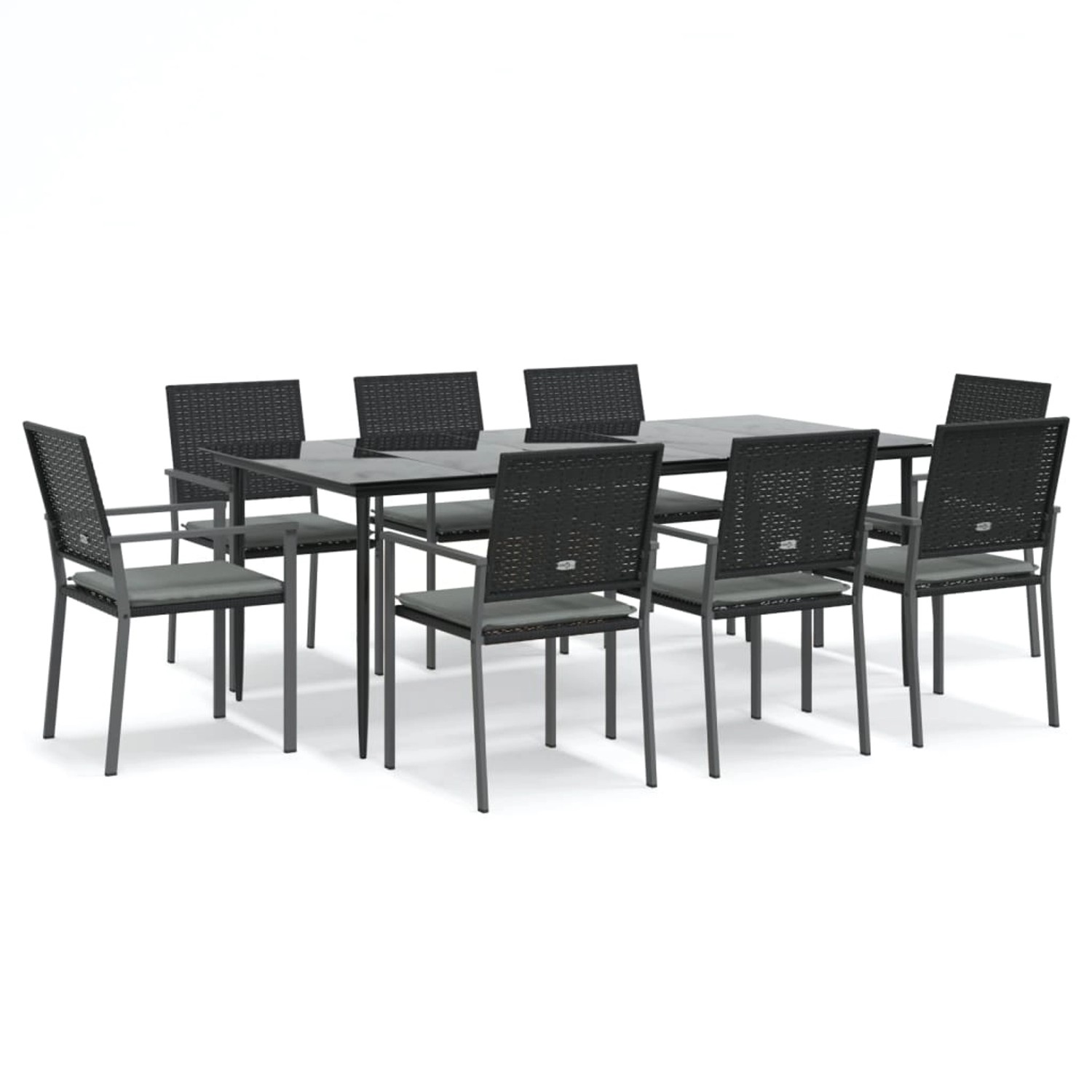 vidaXL 9-Tlg Garten-Essgruppe mit Kissen Poly Rattan und Stahl 3187014 günstig online kaufen