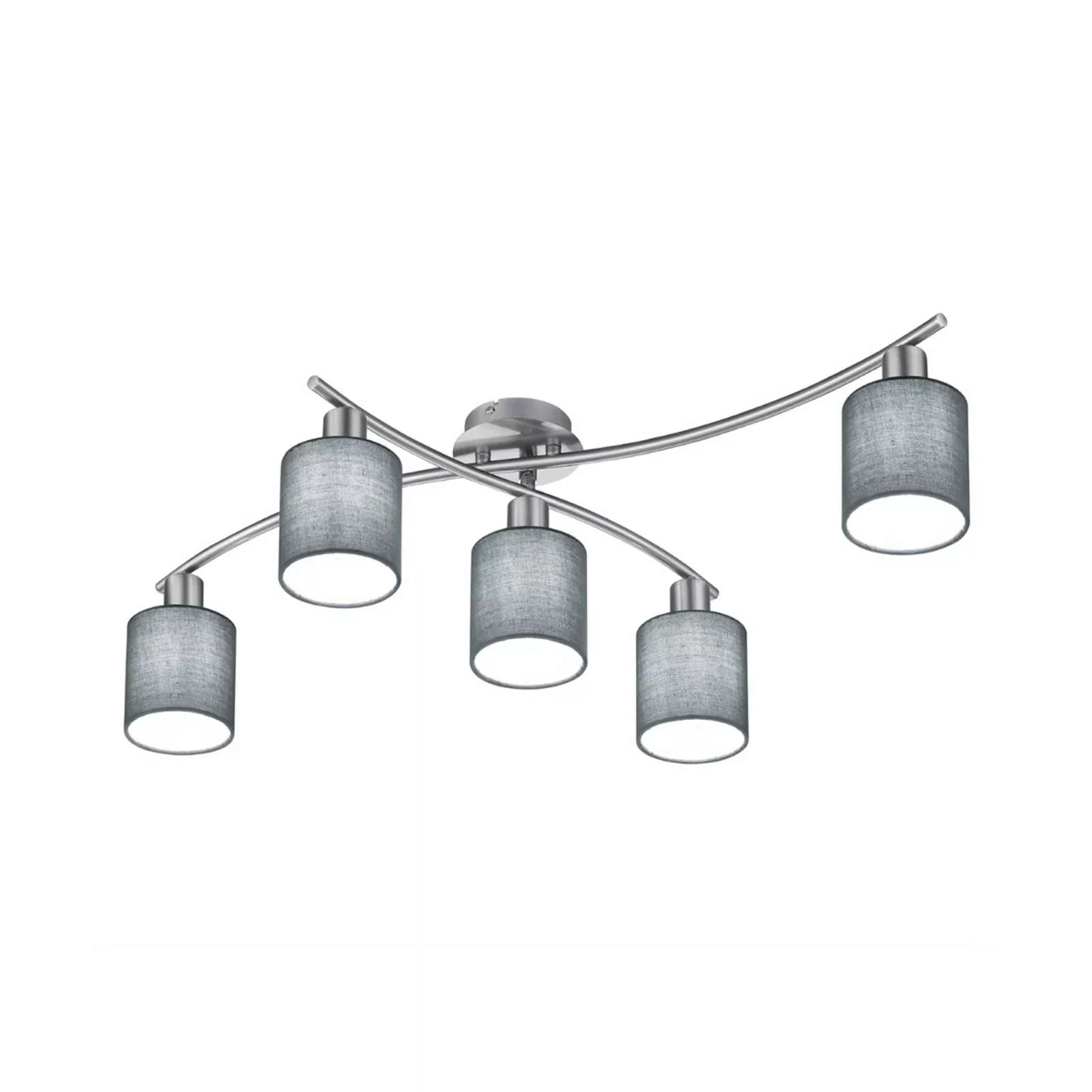 Trio Deckenlampe Garda Nickel matt 5-flammig E14 mit Stoffschirm günstig online kaufen