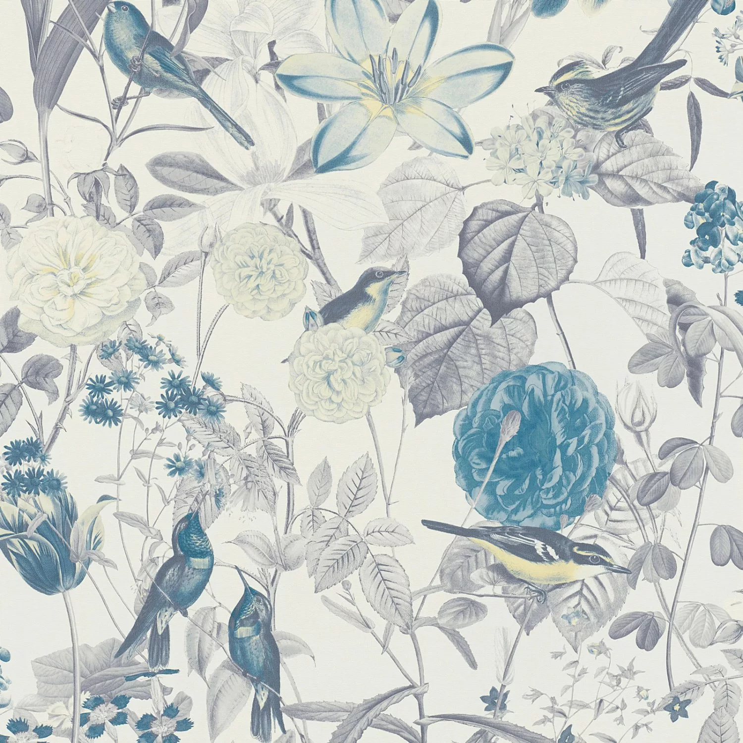 Bricoflor Vlies Blumentapete mit Vogel Romantische Tapete mit Blumen Muster günstig online kaufen