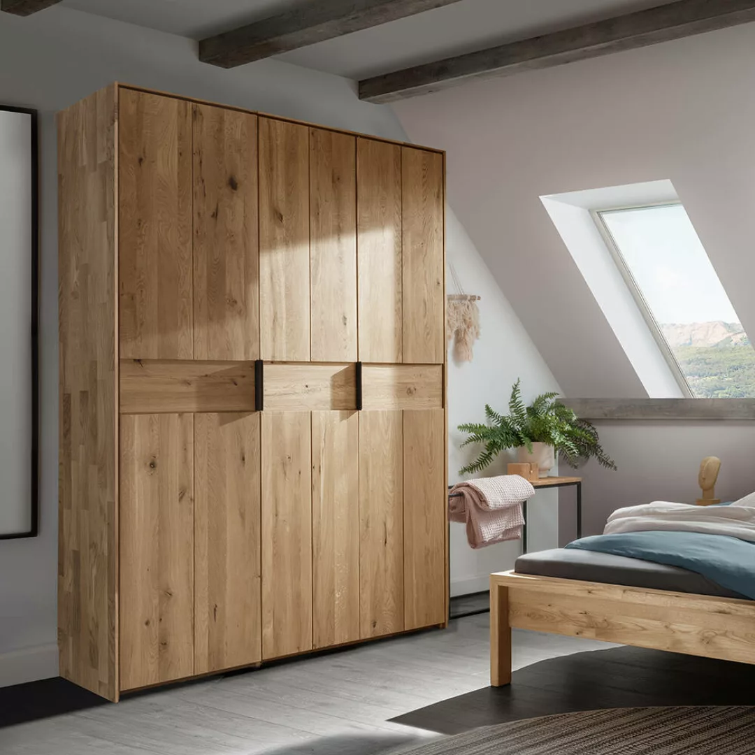 Kleiderschrank 165 cm breit modern im Landhausstil, Eiche massiv AVELLINO-1 günstig online kaufen