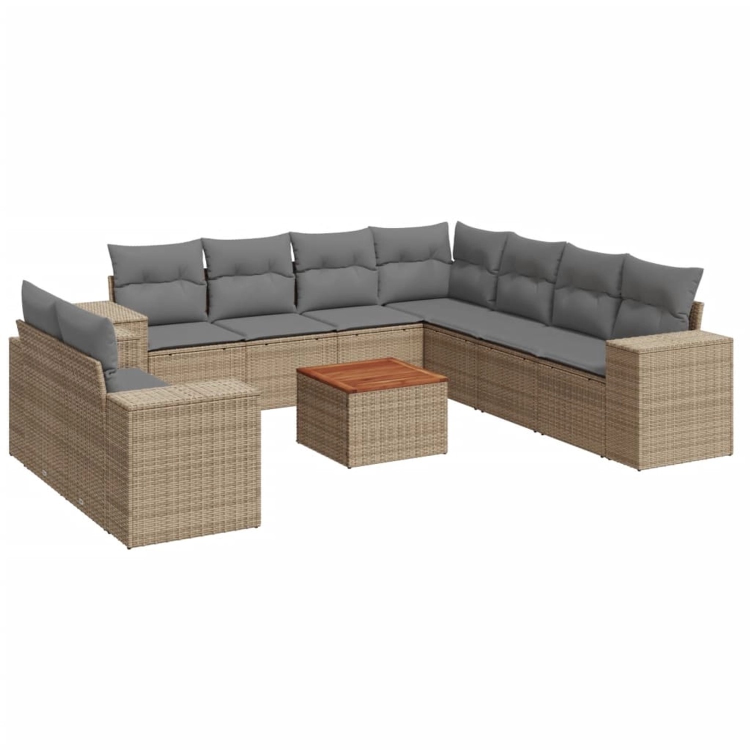 vidaXL 10-Tlg Garten-Sofagarnitur mit Kissen Beige Poly Rattan 3225513 günstig online kaufen