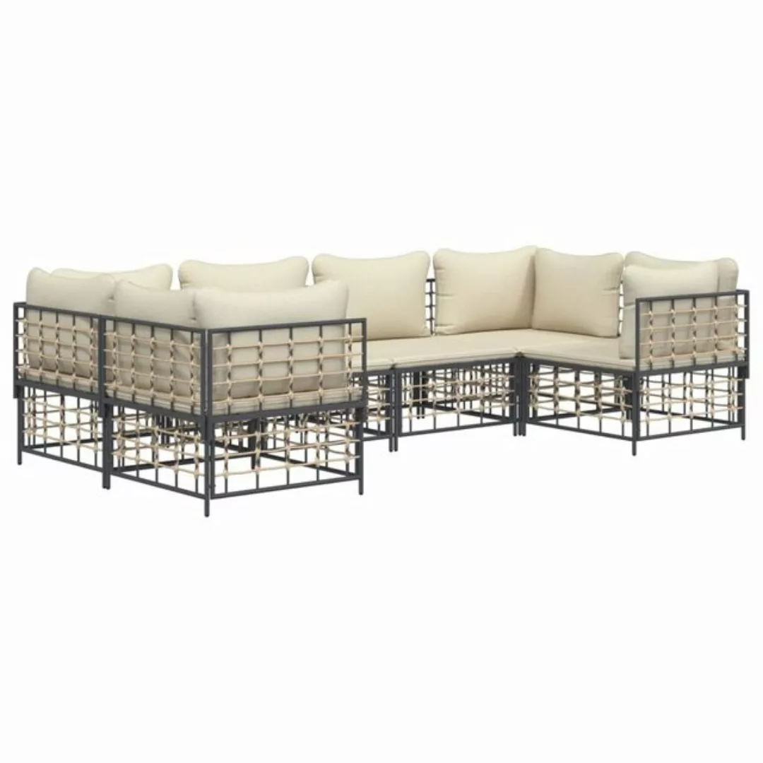 Vidaxl 6-tlg. Garten-lounge-set Mit Kissen Anthrazit Poly Rattan günstig online kaufen