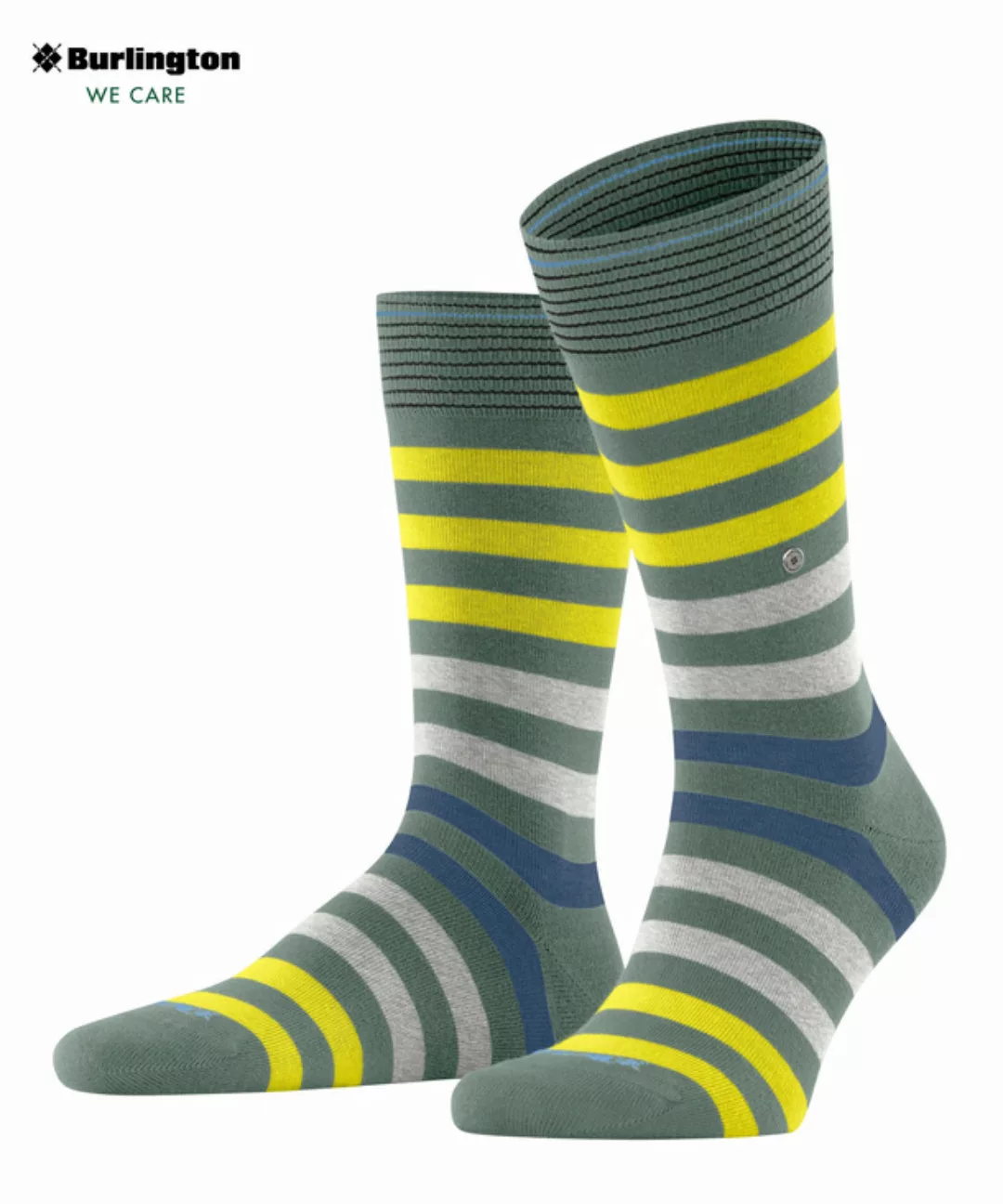 Burlington Blackpool Herren Socken, 40-46, Grün, Streifen, Baumwolle, 21023 günstig online kaufen