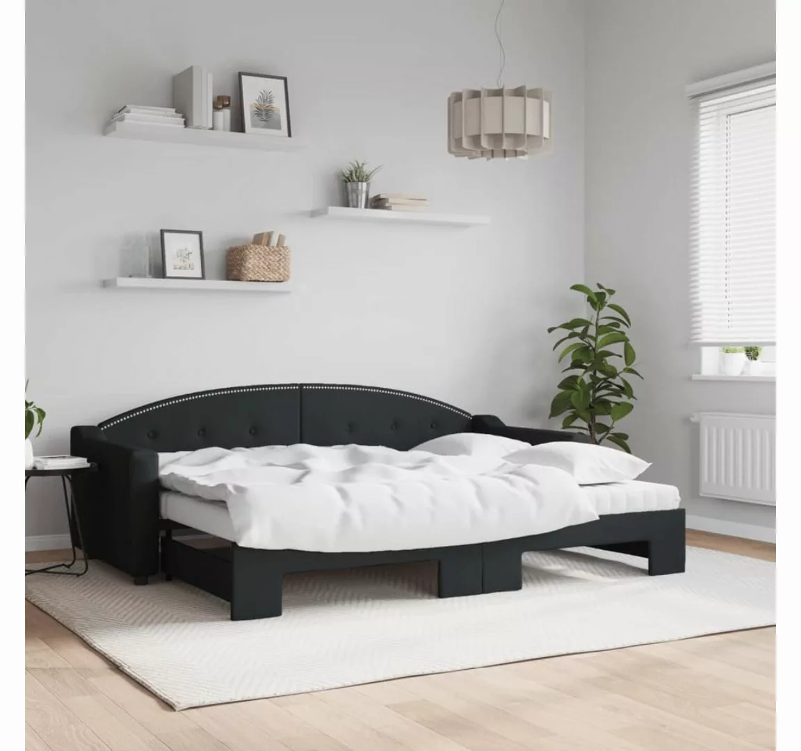 vidaXL Gästebett Gästebett Tagesbett Ausziehbar mit Matratzen Schwarz 80x20 günstig online kaufen