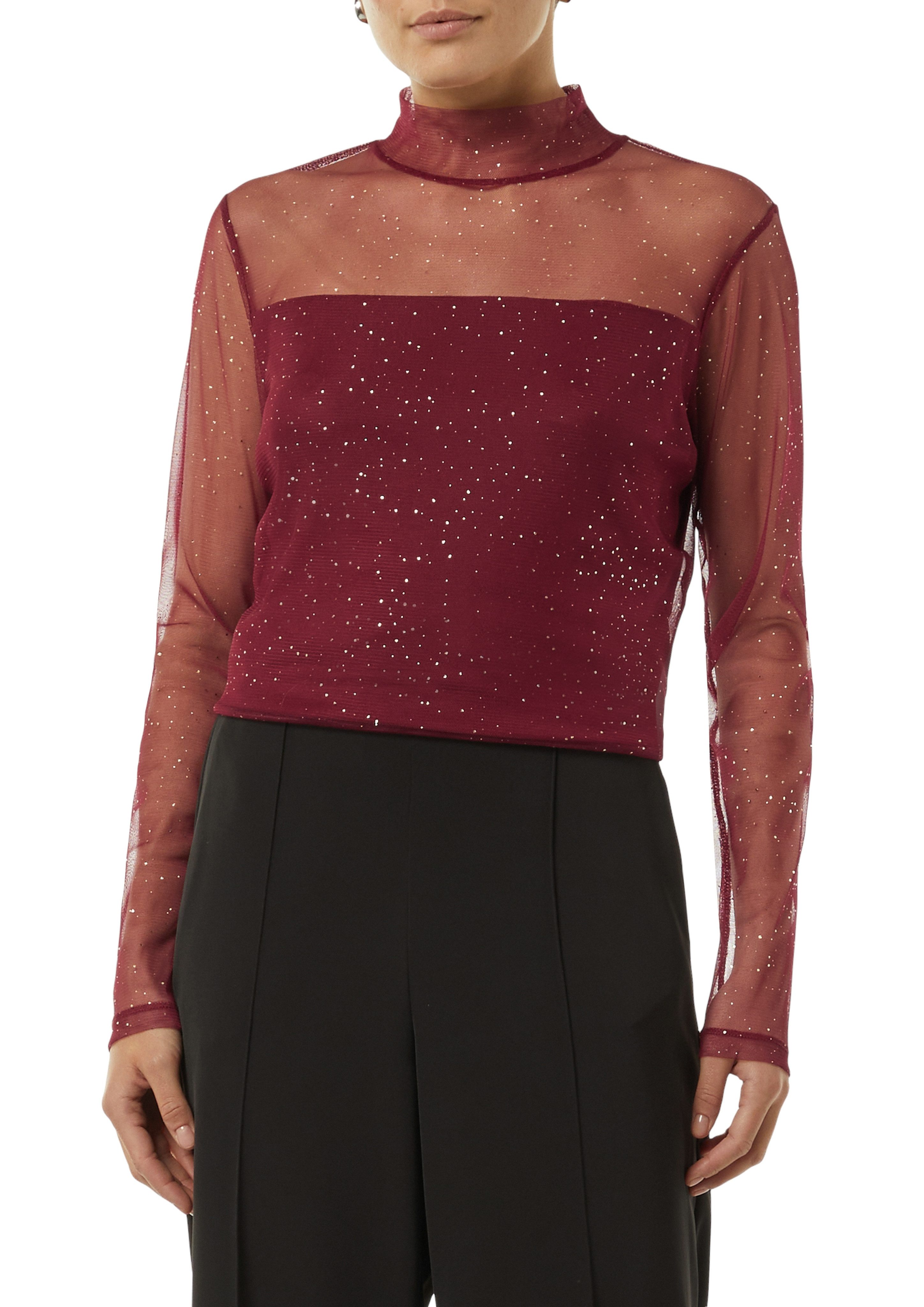 Comma Langarmshirt im halbtransparenten Look günstig online kaufen