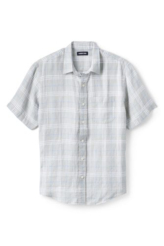 Leinenhemd mit kurzen Ärmeln, Classic Fit, Herren, Größe: XL Normal, Grau, günstig online kaufen