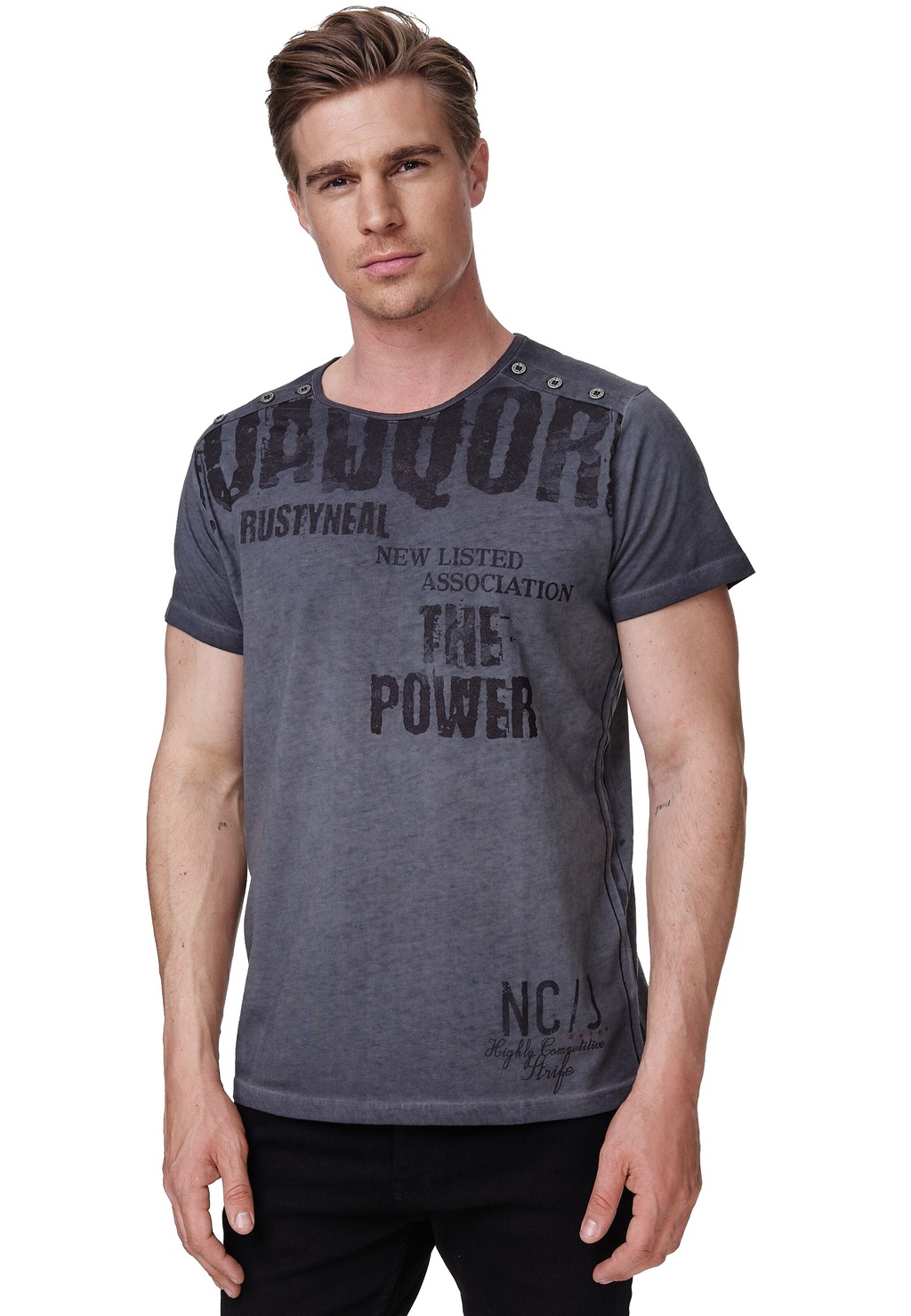 Rusty Neal T-Shirt, mit coolen Schriftzügen günstig online kaufen