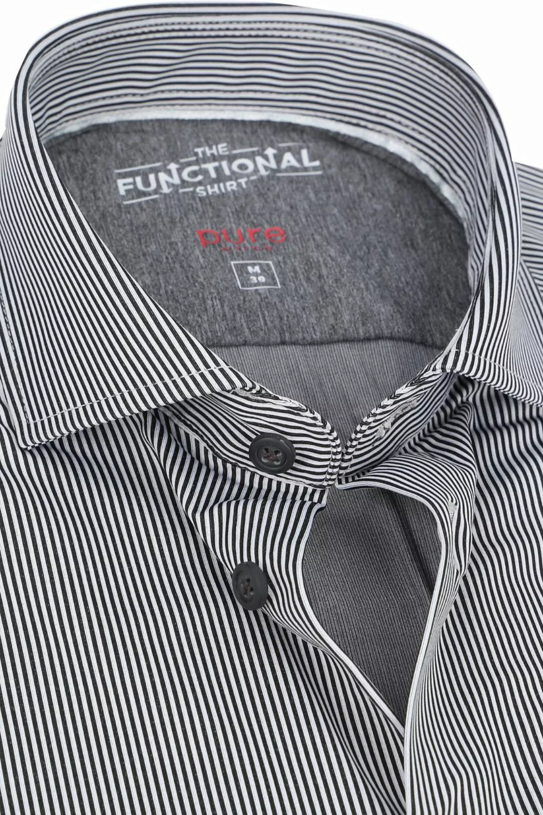 Pure Functional Shirt Streifen Schwarz - Größe 44 günstig online kaufen