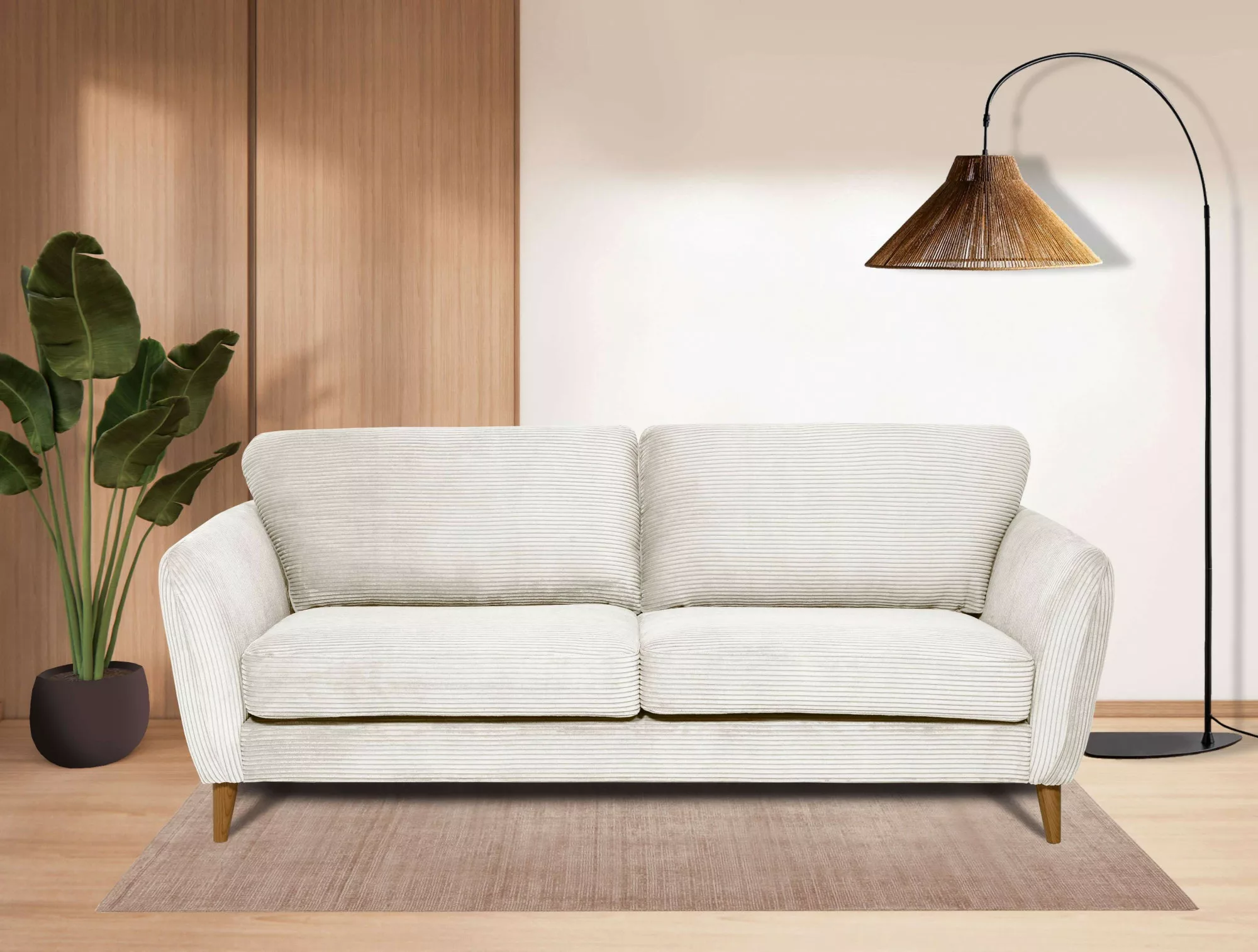 Home affaire 3-Sitzer MARSEILLE Sofa 206 cm, mit Massivholzbeinen aus Eiche günstig online kaufen