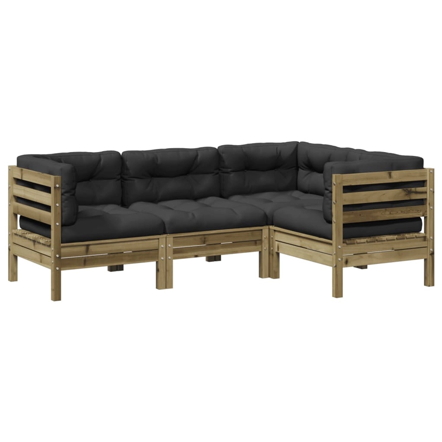 vidaXL 4-Tlg Garten-Sofagarnitur mit Kissen Kiefernholz Imprägniert 3299418 günstig online kaufen