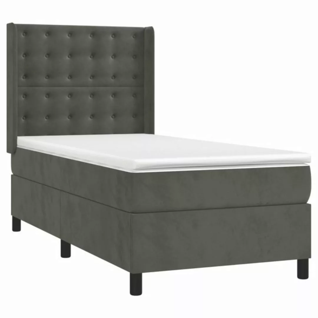 vidaXL Boxspringbett Boxspringbett mit Matratze LED Dunkelgrau 90x200 cm Sa günstig online kaufen