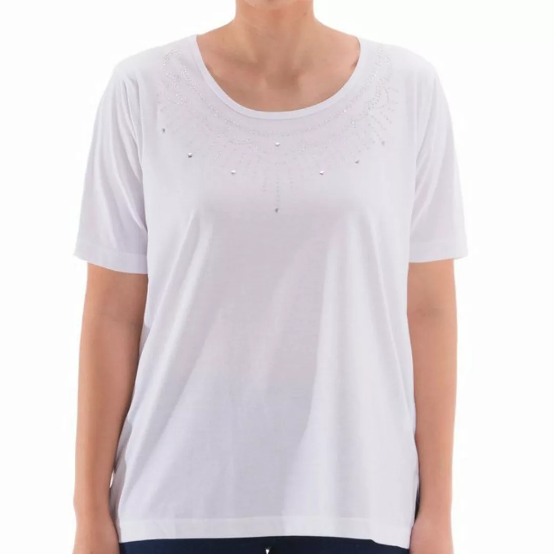 zeitlos T-Shirt zeitlos - T-Shirt Damen Stein Applikation M-XXL Kurzarm Run günstig online kaufen