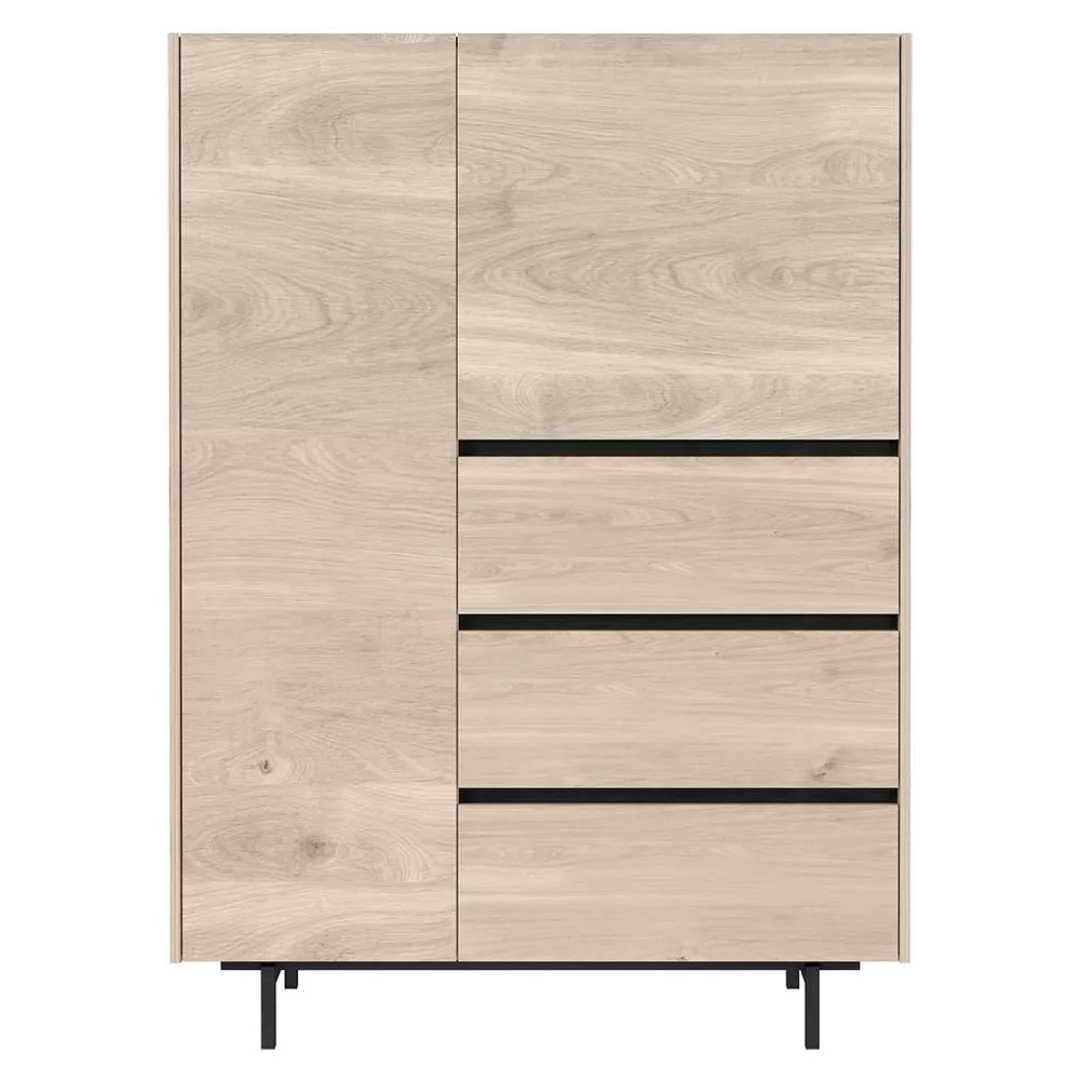 Wohnzimmerschrank Highboard in Eiche hell Schwarz günstig online kaufen