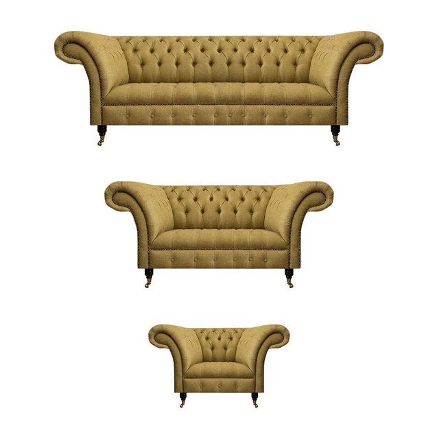 JVmoebel Chesterfield-Sofa Gelb Sofagarnitur 3tlg Luxus Sofas Set Polster S günstig online kaufen