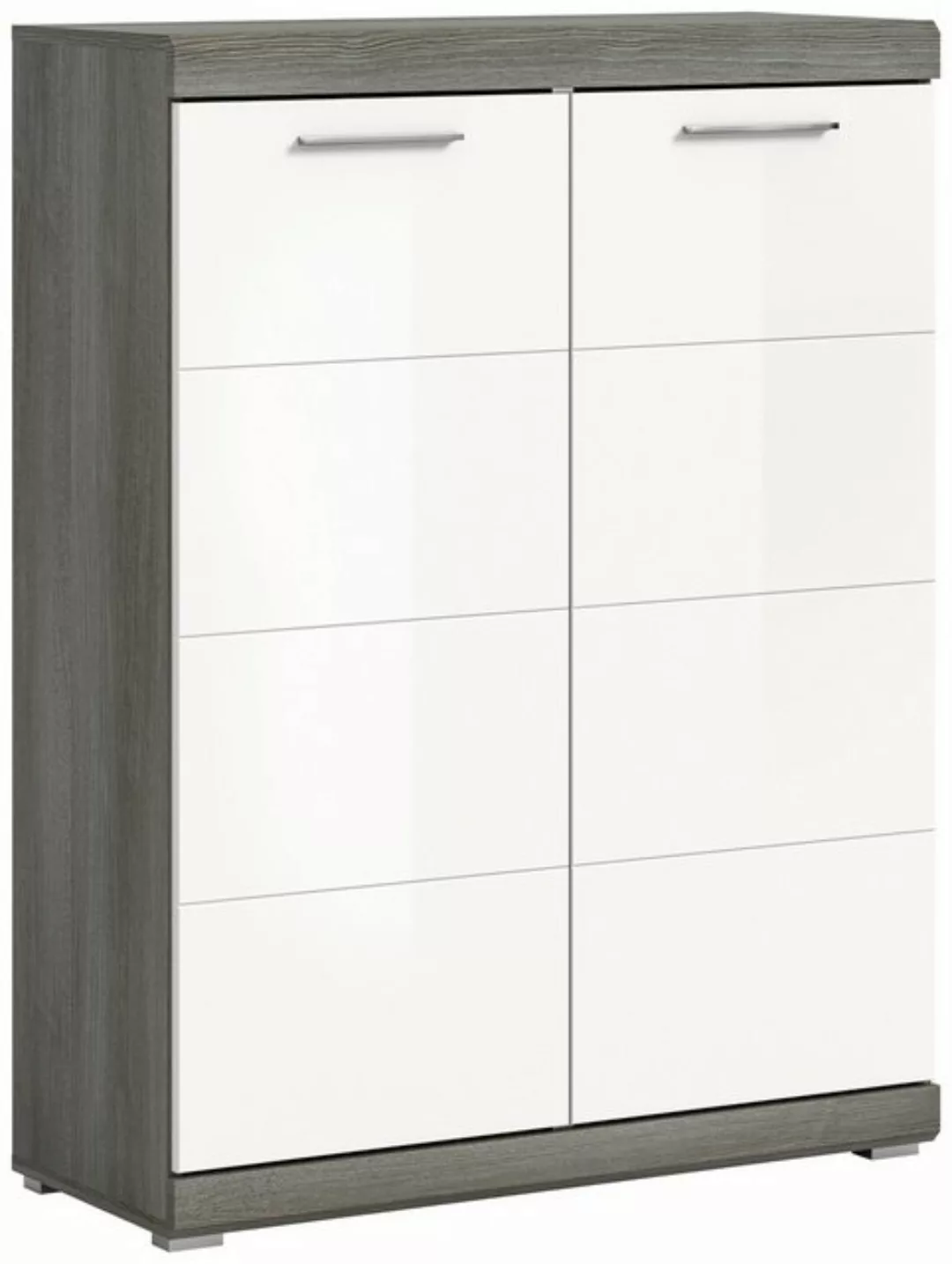 xonox.home Schuhschrank in Rauchsilber / Weiß Hochglanz - 90x120x37cm (BxHx günstig online kaufen