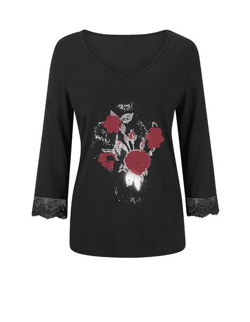 heine T-Shirt LINEA TESINI Damen Designer-Druckshirt, schwarz-bunt günstig online kaufen