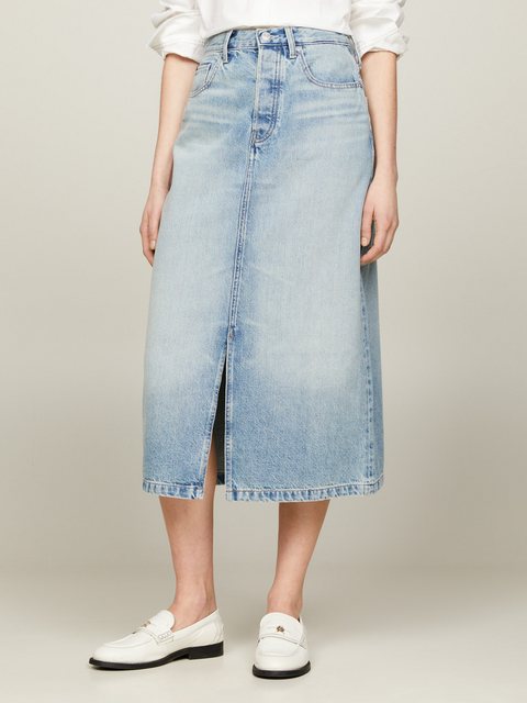 Tommy Hilfiger Jeansrock "DNM MIDI STRAIGHT SKIRT HW ASH", Webrock mit Schl günstig online kaufen