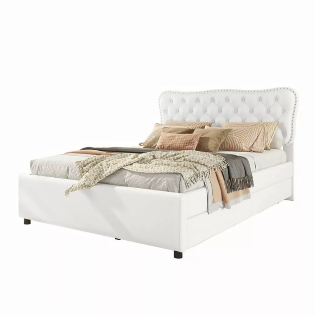 OKWISH Polsterbett Doppelbett, mit Schubladen (mit Rollbett,kunstleder 140* günstig online kaufen