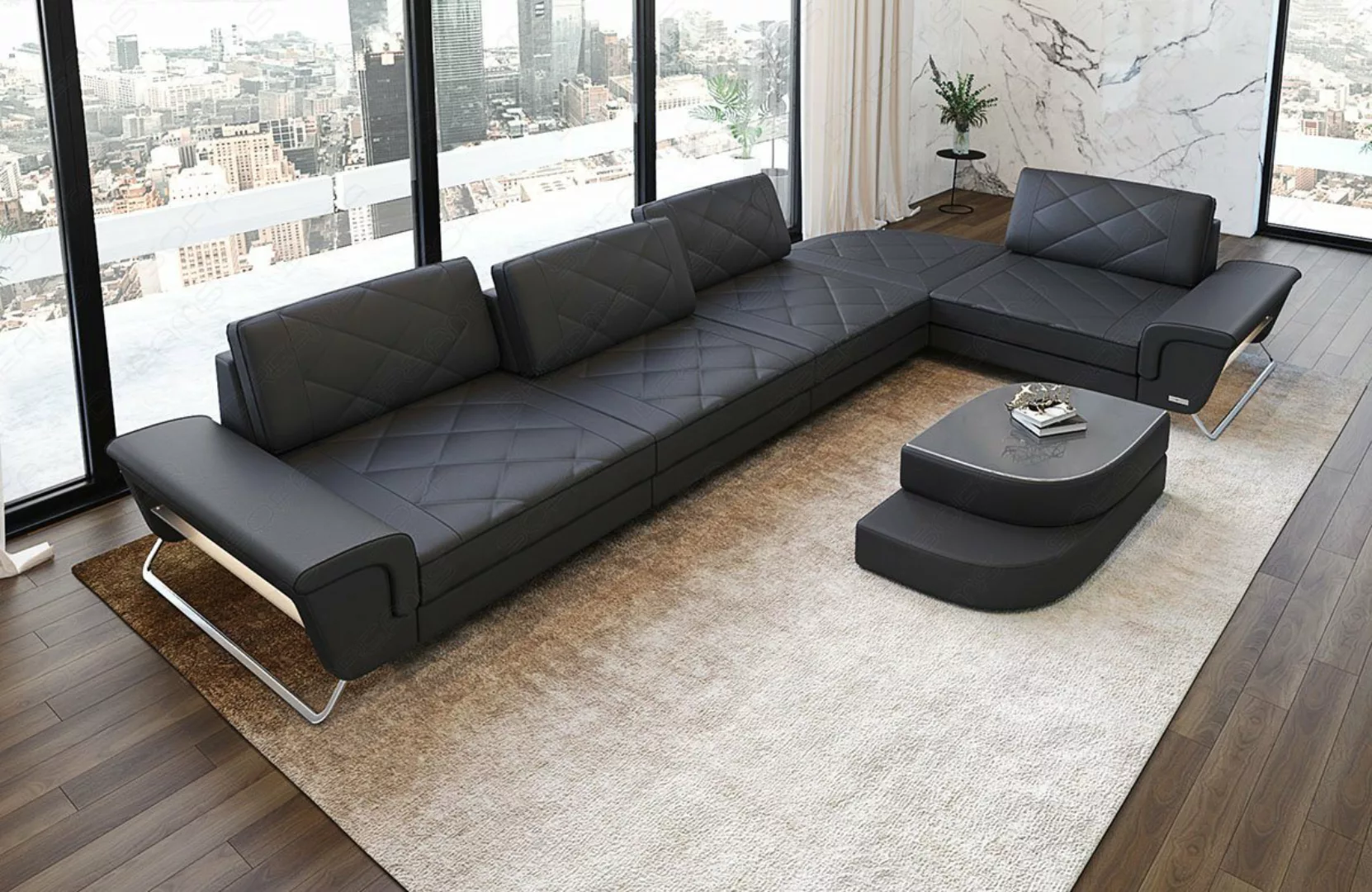 Sofa Dreams Ecksofa Leder Designer Eckcouch Rotello L Form Luxus Ledersofa, günstig online kaufen