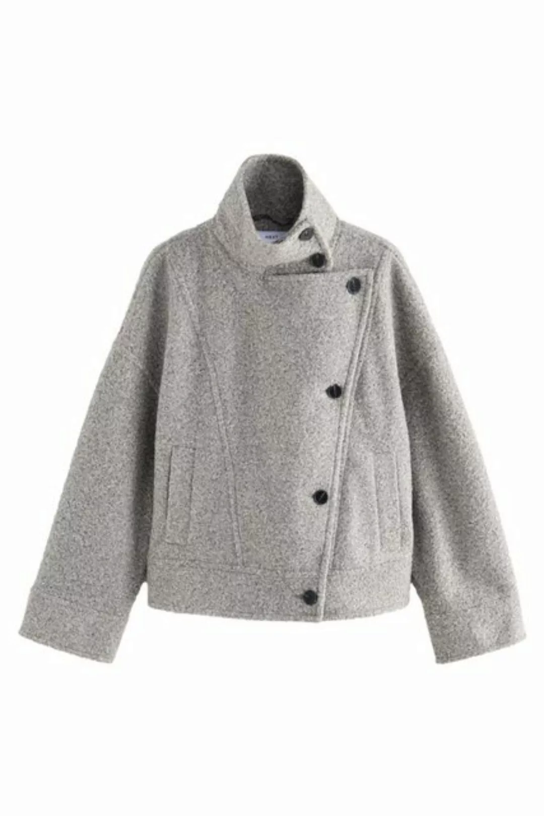 Next Bouclèjacke Asymmetrischer Strickmantel Trichterkragen, Petite (1-St) günstig online kaufen