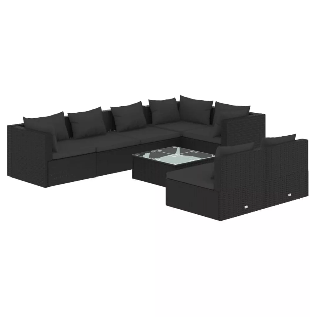 Vidaxl 8-tlg. Garten-lounge-set Mit Kissen Schwarz Poly Rattan günstig online kaufen