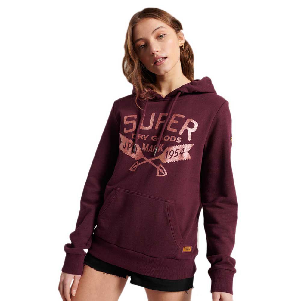 Superdry Glitter Sparkle Loopback Kapuzenpullover S Boston Burgundy Grit günstig online kaufen