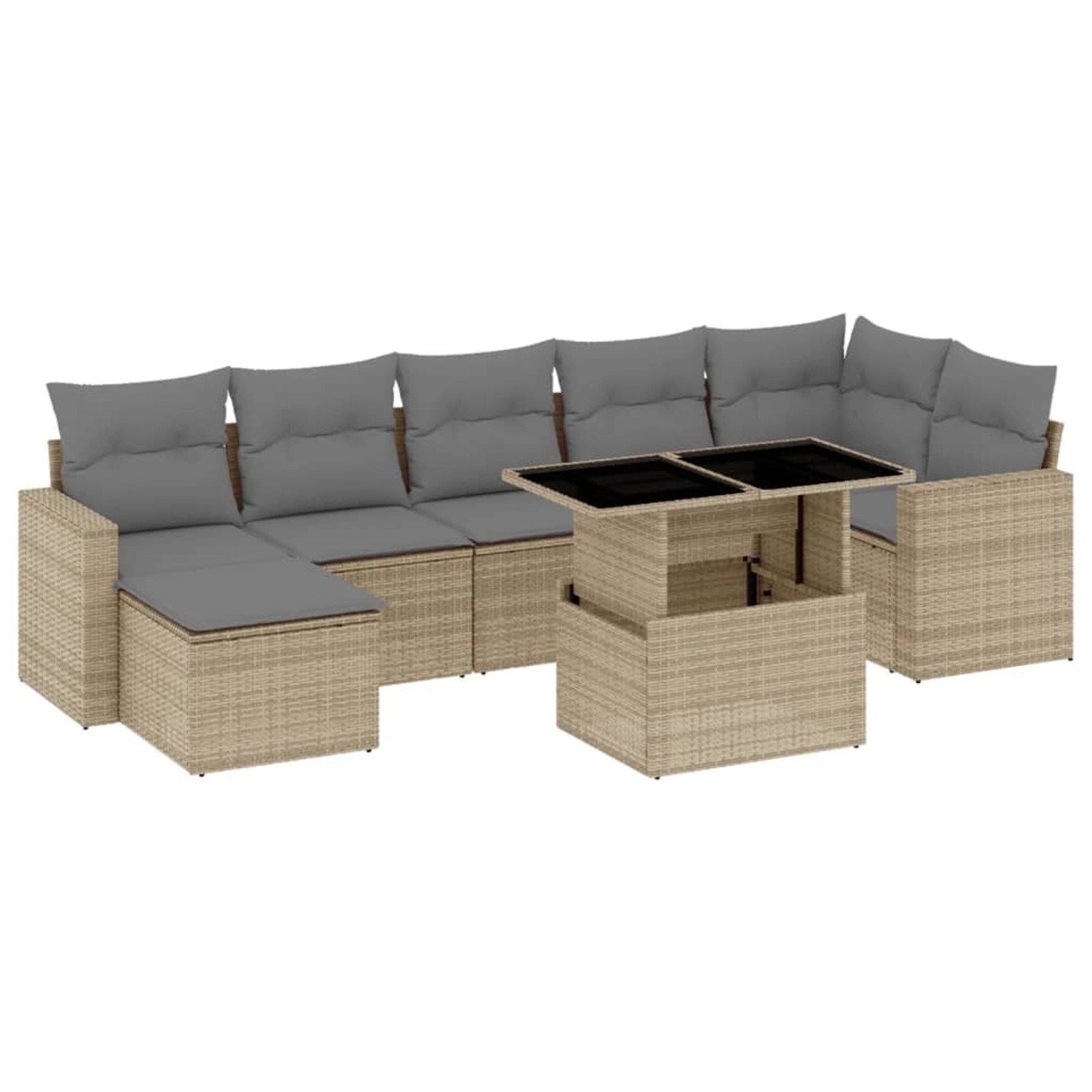 vidaXL 8-tlg Garten-Sofagarnitur mit Kissen Beige Poly Rattan Modell 286 günstig online kaufen