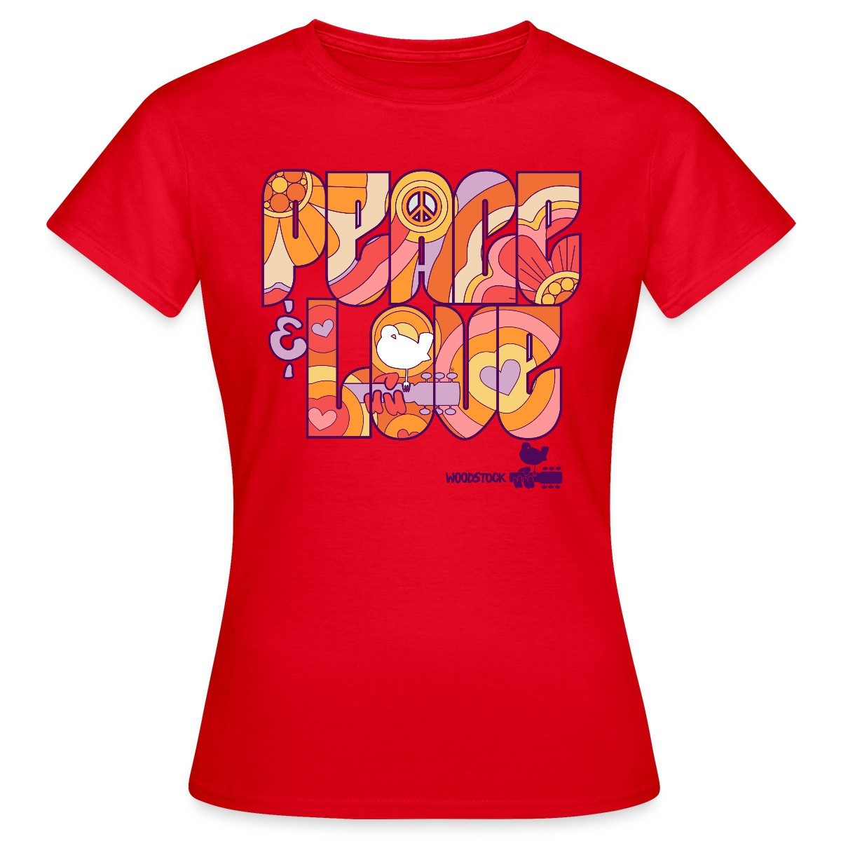 Spreadshirt T-Shirt Woodstock Peace Love Hippie günstig online kaufen