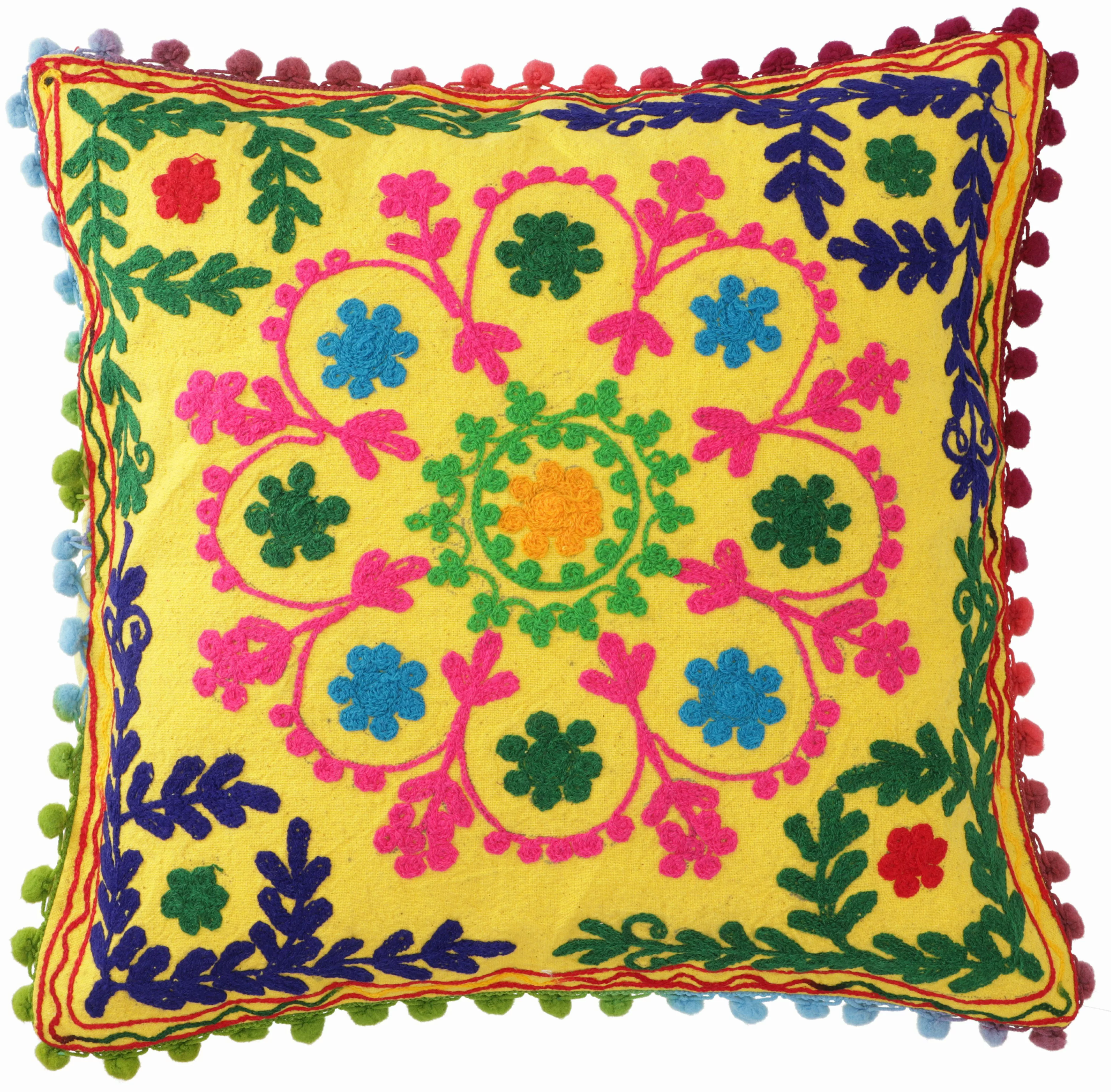 Guru-Shop Kissenbezüge Boho Kissenhülle, farbenfrohes besticktes.. günstig online kaufen