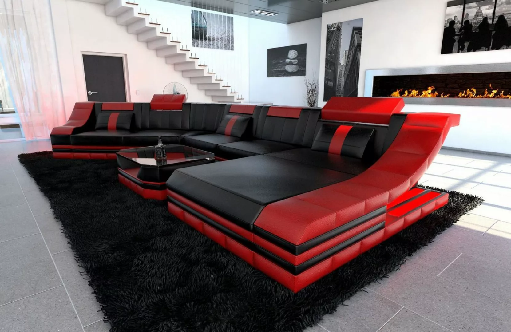 Sofa Dreams Wohnlandschaft Ledercouch Leder Sofa Turino CL Form Ledersofa, günstig online kaufen