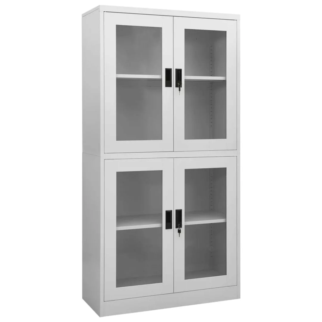 Büroschrank Hellgrau 90x40x180 Cm Stahl Und Gehertetes Glas günstig online kaufen