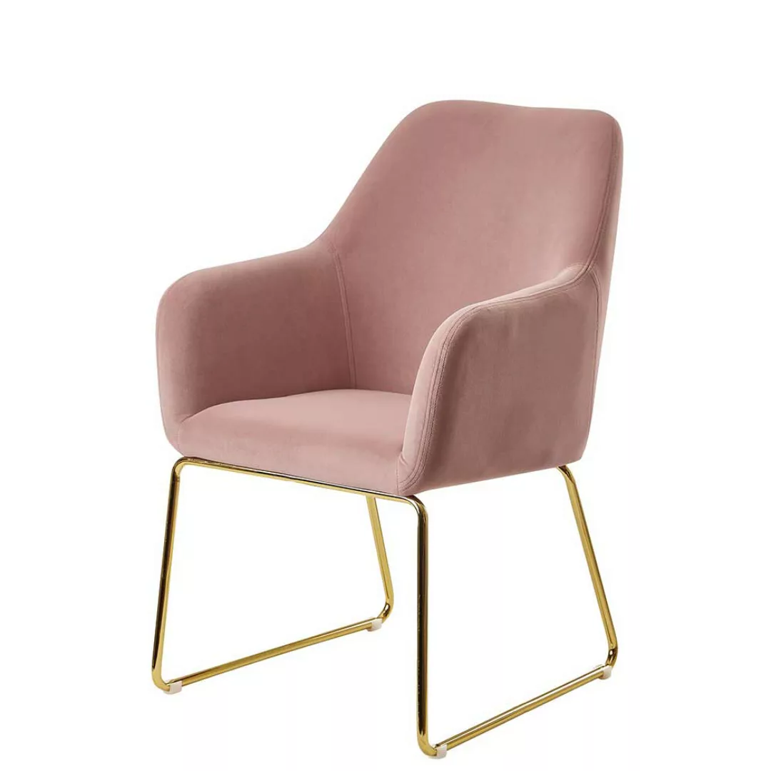 Stuhl Samt Rosa Metallgestell mit Armlehnen 52 cm breit günstig online kaufen