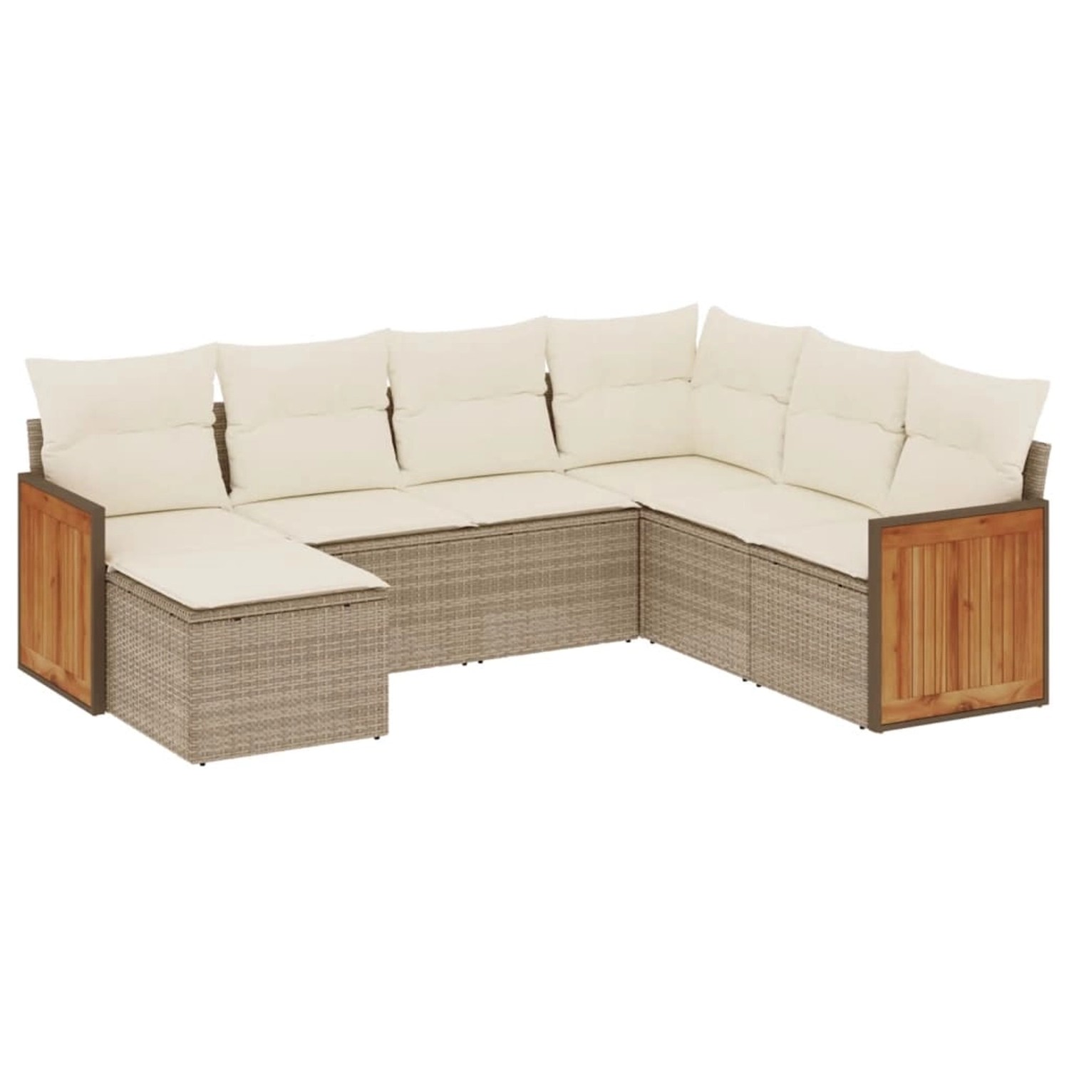 vidaXL 7-Tlg Garten-Sofagarnitur mit Kissen Beige Poly Rattan 3227885 günstig online kaufen