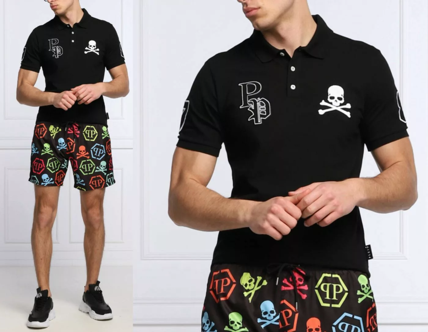 PHILIPP PLEIN Poloshirt Polo Shirt Polohemd SS Multi Skull Logo Hemd Polohe günstig online kaufen