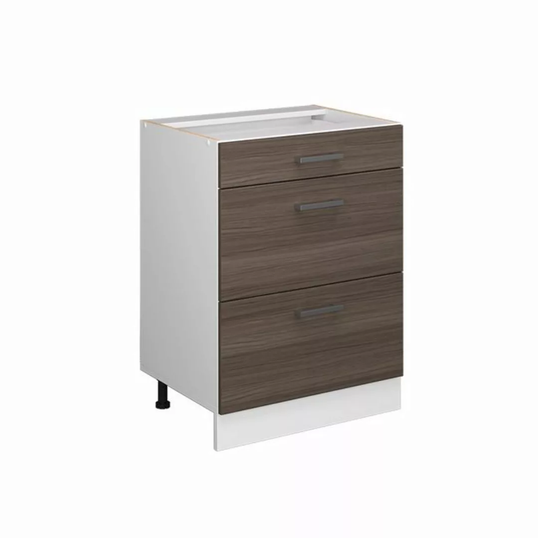 Livinity® Unterschrank R-Line, Grau/Weiß, 60 cm mit Schubladen, AP Anthrazi günstig online kaufen