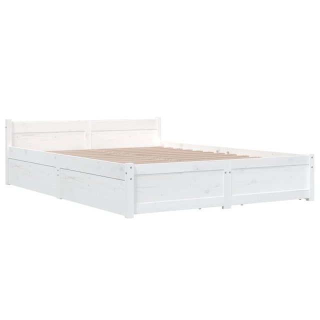 vidaXL Bettgestell Bett mit Schubladen Weiß 160x200cm Bett Bettrahmen Bettg günstig online kaufen