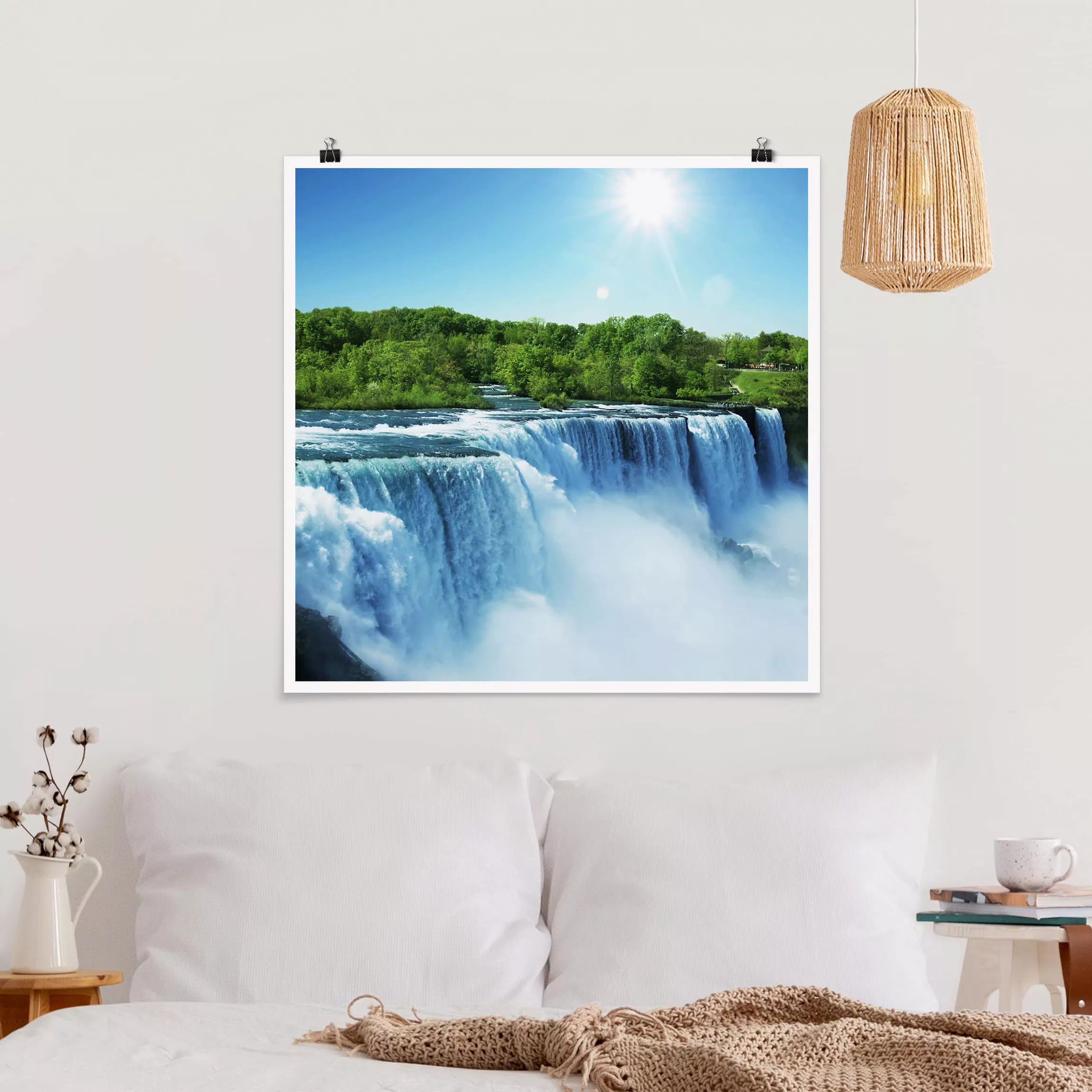 Poster Natur & Landschaft - Quadrat Wasserfalllandschaft günstig online kaufen