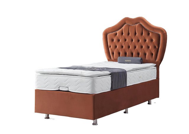 Xlmoebel Bett Einzelbett in Braun mit Boxspring-Matratze für luxuriöses Sch günstig online kaufen