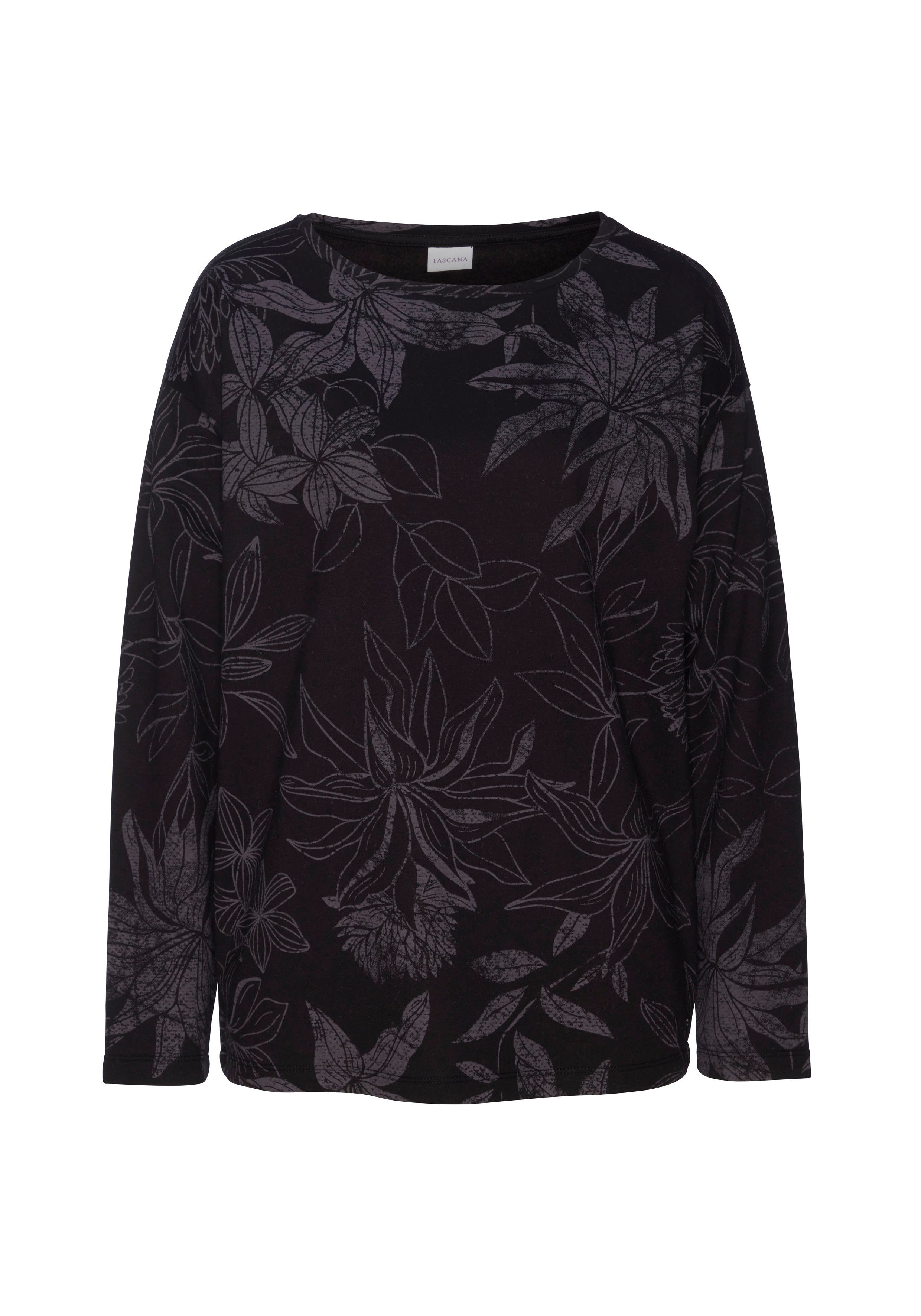 LASCANA Sweatshirt, mit floralem Alloverdruck, Loungewear günstig online kaufen