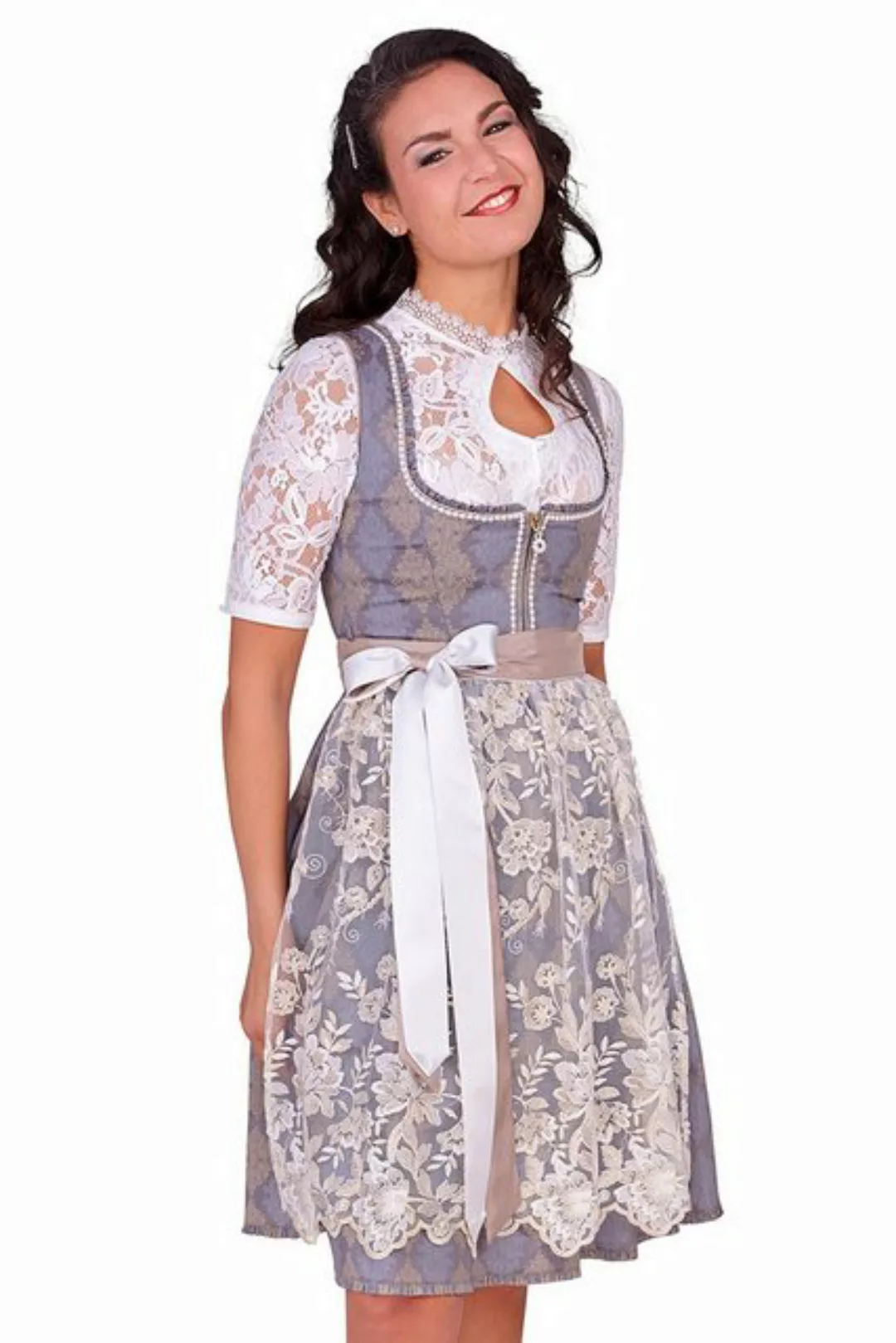 Alpenfee Tracht Dirndl Midi Dirndl 2tlg. - BELLE - grau günstig online kaufen