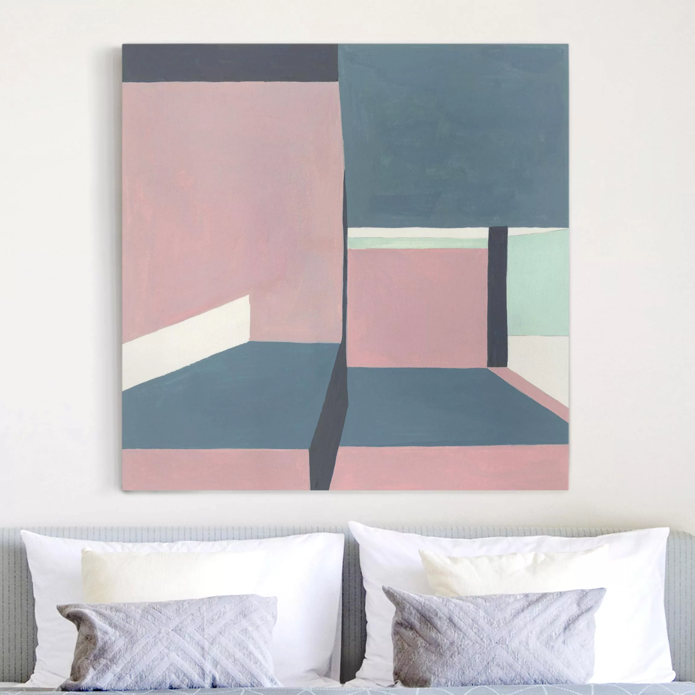 Leinwandbild Abstrakt - Quadrat Schatten der Wände IV günstig online kaufen